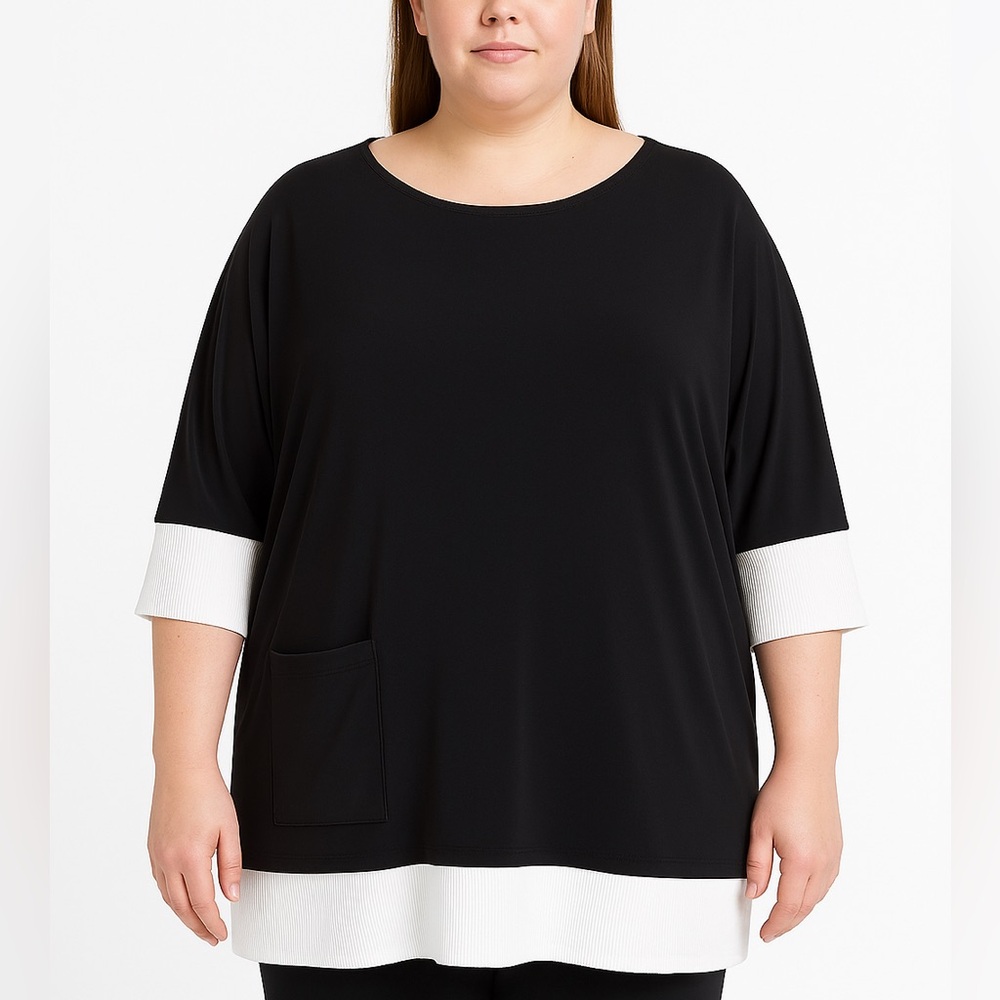 Sympli Women’s Tunic Size 14 Motion Pocket Boxy Jersey Knit Lagenlook Sporty